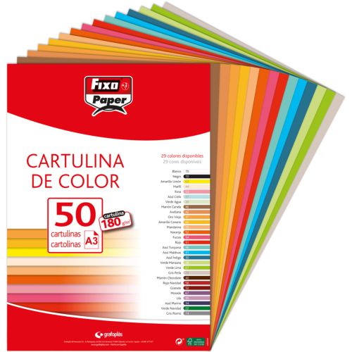 PAQ/50 CARTULINAS FIXO A3 180G. NARANJA