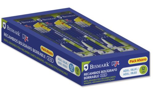 C/12 blisters recambio boligrafo borrable azul bismark