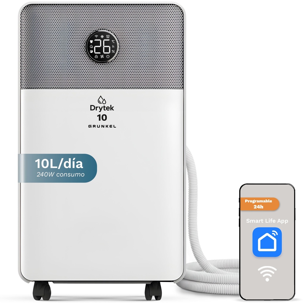 DH-10DT deshumidificador 2 L 42 dB Gris, Blanco