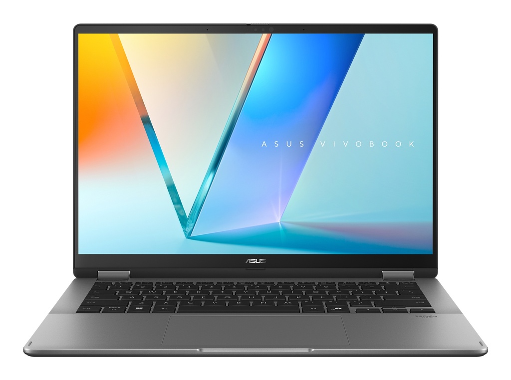 [90NB14Y1-M00KU0] Vivobook 14 Flip OLED TP3407SA-SG180W Copilot+ PC - Ordenador Portátil 14" WUXGA (Intel Core Ultra 7 258V, 32GB RAM, 1TB SSD, Arc Graphics 140V, Windows 11 Home) Gris Mate - Teclado QWERTY español