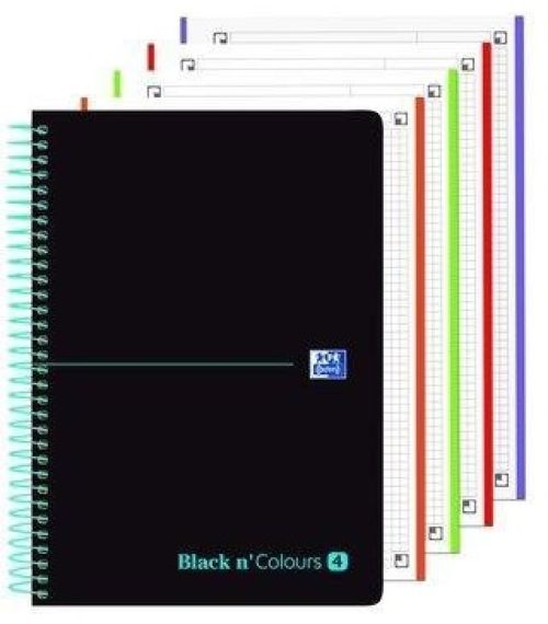 Paq/5 cuaderno espiral a4+ 160h 90g. cuad.5x5 ebook8 live&amp;go color negro